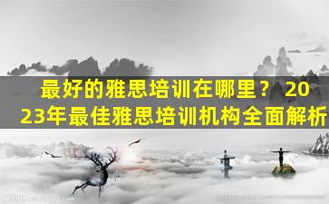 最好的雅思培训在哪里？ 2023年最佳雅思培训机构全面解析